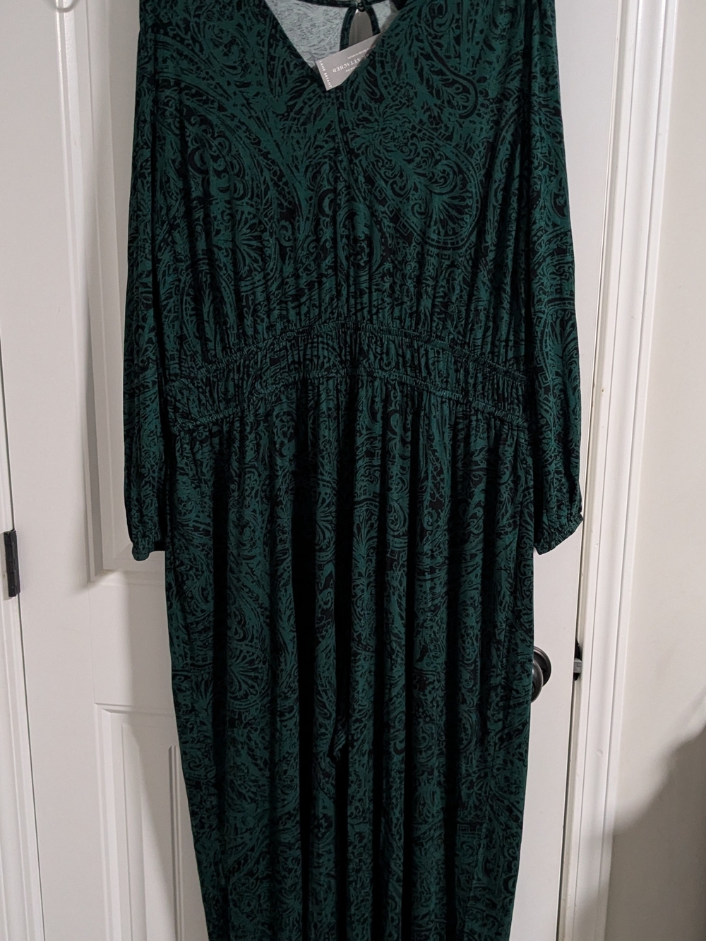 NWT Lane Bryant Dark Green Paisley Wide Leg Jumpsuit